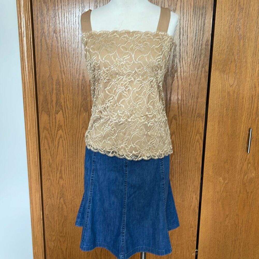 Coldwater Creek Gold Lace Square Neck  Cami Size 2X
